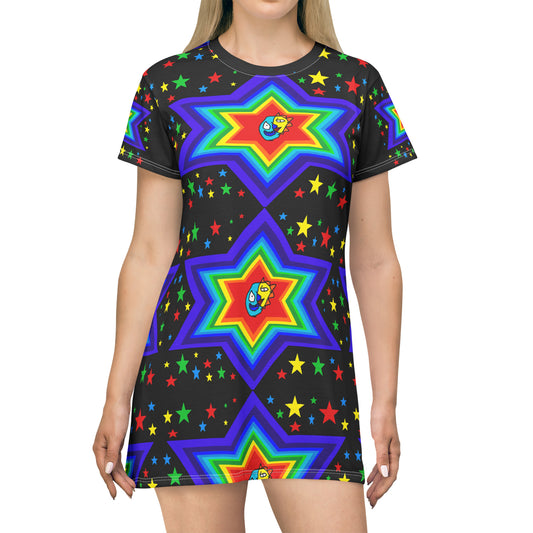 SK1 Stars All Over Print T-Shirt Dress